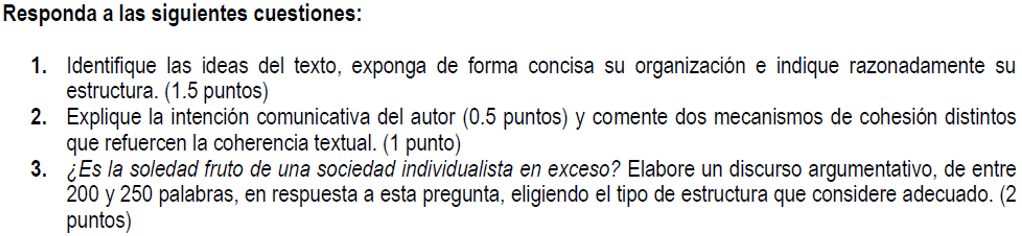 preguntas comentario de texto lengua castellana junio 2020