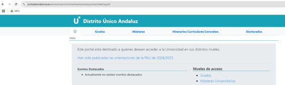 Guía para la preinscripción universitaria en el Distrito Único Andaluz