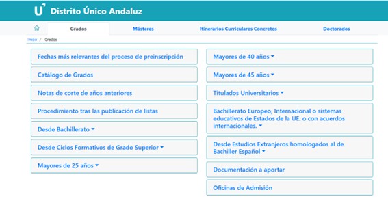 Guía para la preinscripción universitaria en el Distrito Único Andaluz